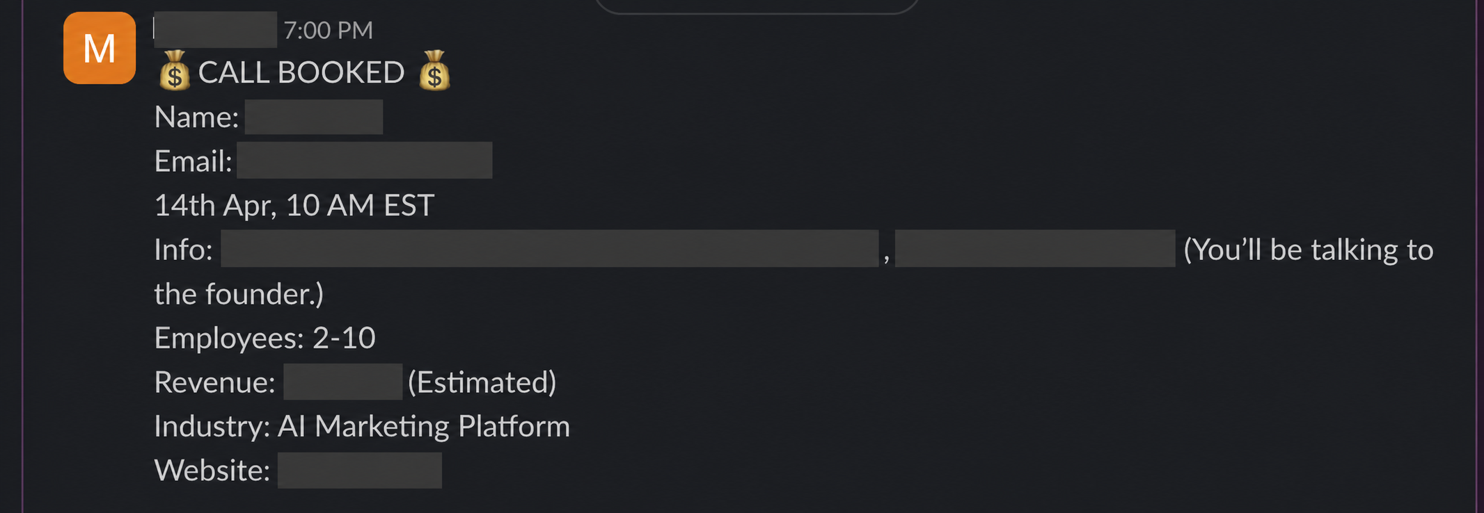 Protected booked-call notification 6