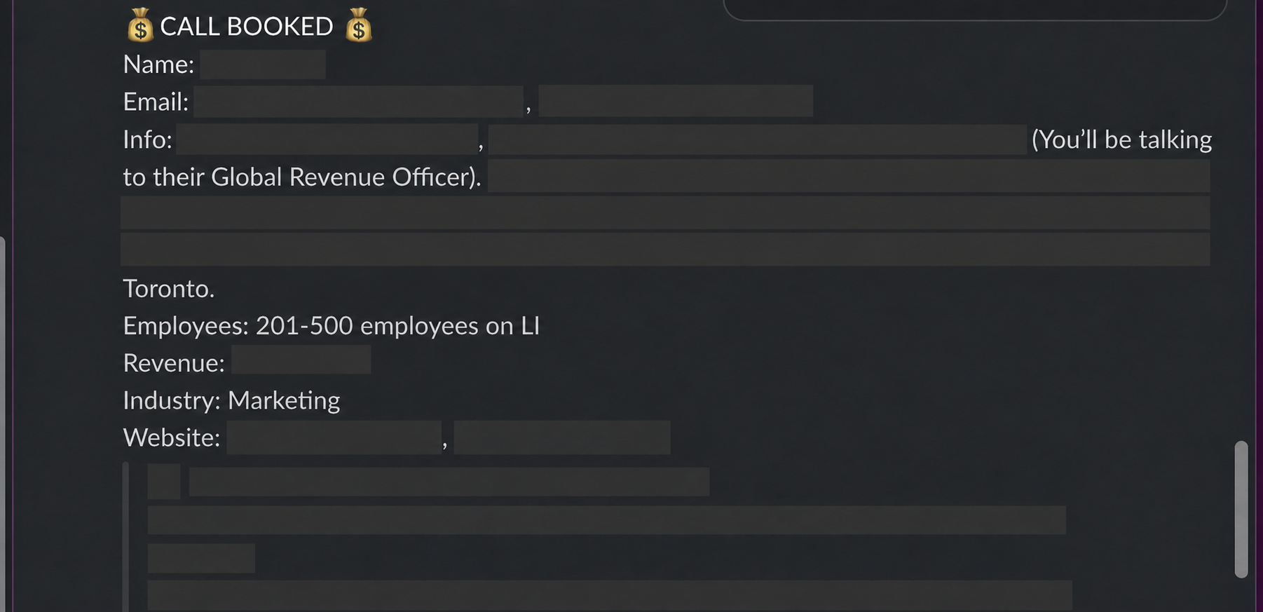 Protected booked-call notification 24