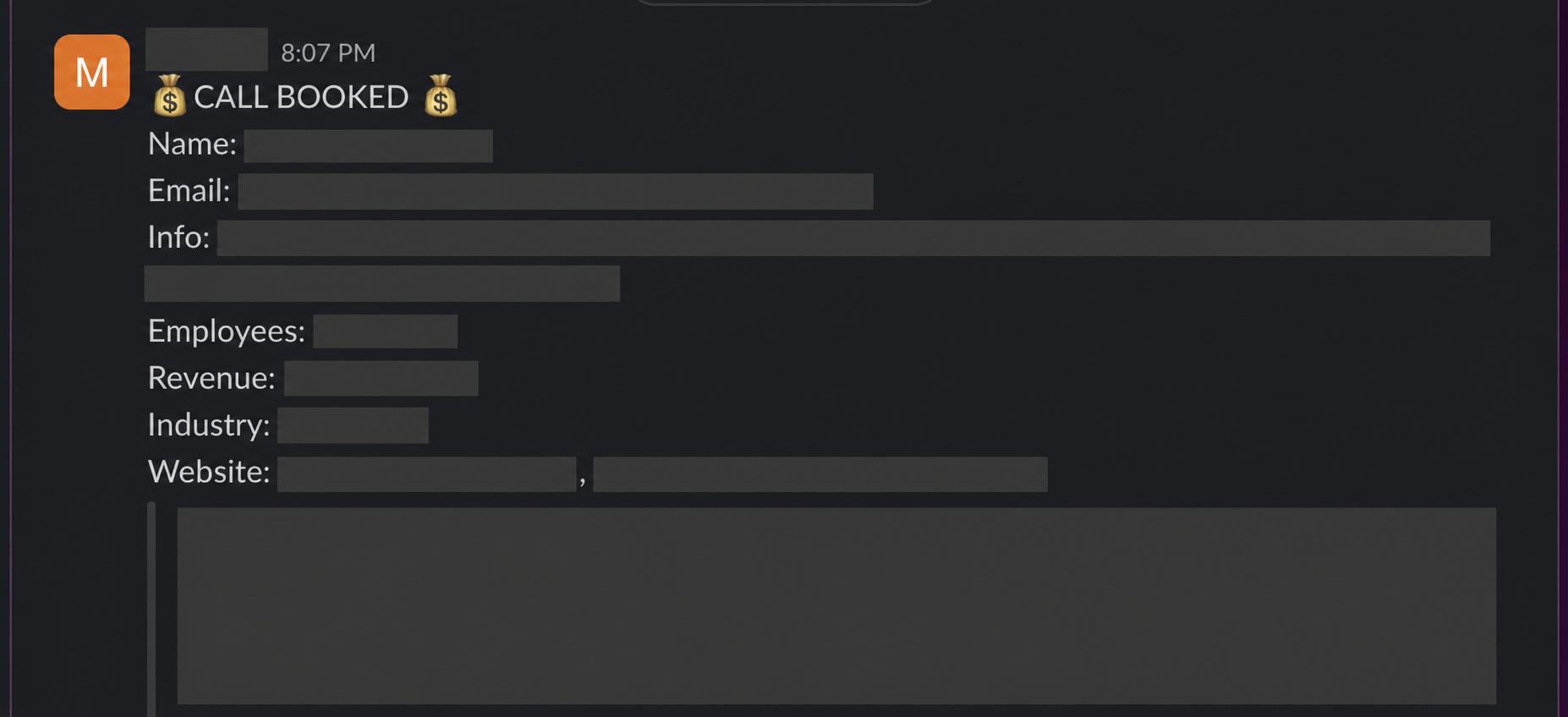 Protected booked-call notification 30